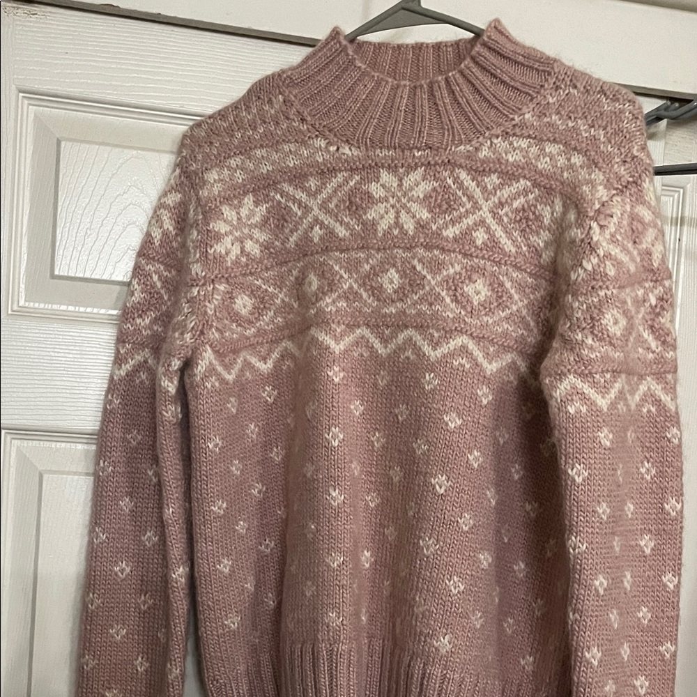 Ralph Lauren Pink and Cream Turtleneck Sweater
